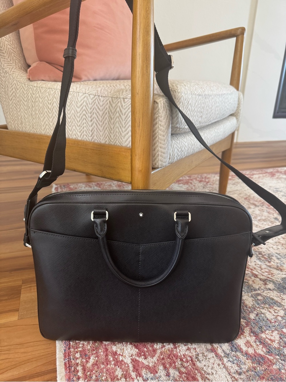 Montblanc Black Leather Briefcase with Top Handles